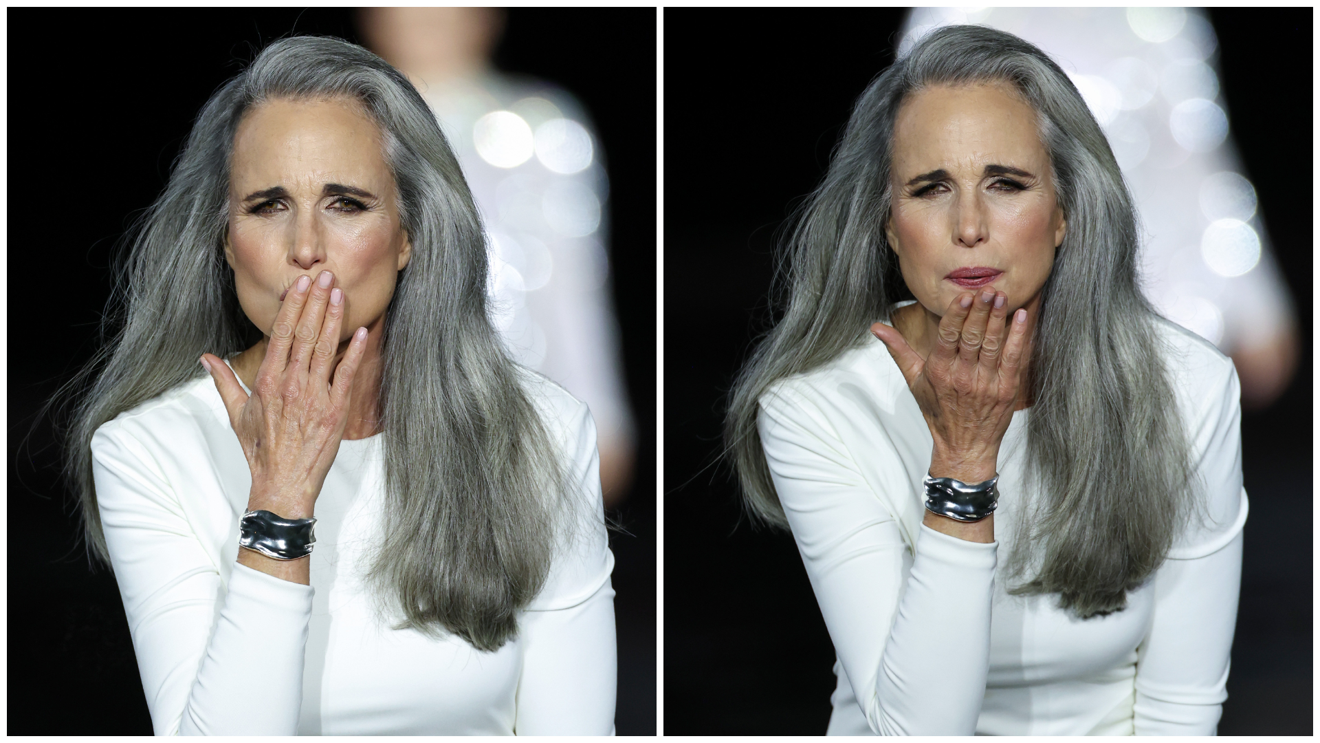 Andie MacDowell walks the runway during the Le Défilé L
